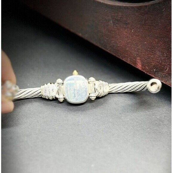 David Yurman Vintage 18k Gold Sterling MOP Rare Stick Dial Diamond Bangle Watch - Picture 5 of 16